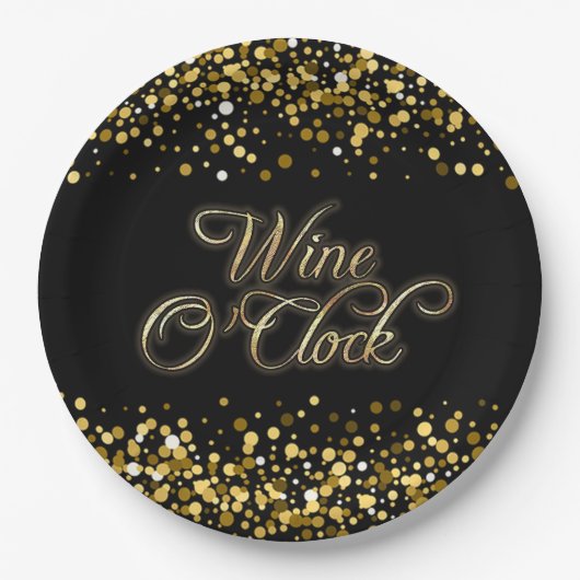 Assiettes En Carton Vin O'Clock Gold Sparkle (Devant)
