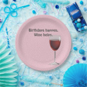 Assiettes En Carton Vin rouge et anniversaire Pois (Fête)