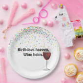 Assiettes En Carton Vin rouge et confetti d'anniversaire (Fête)