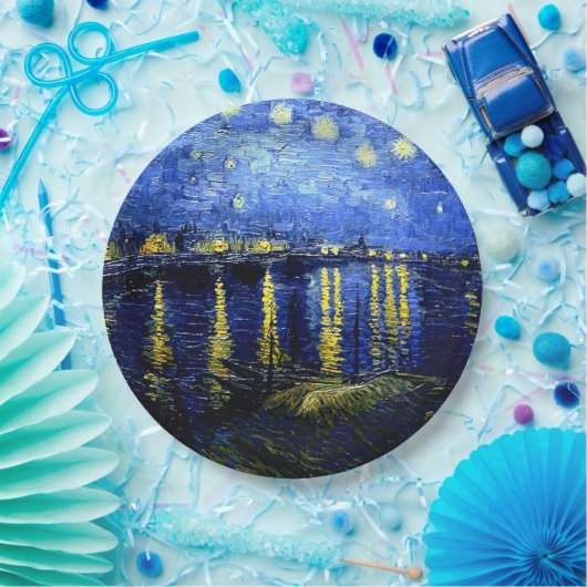 Assiettes En Carton Vincent van Gogh art, Starry Night over Rhone (Fête)