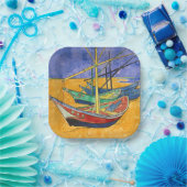 Assiettes En Carton Vincent van Gogh - Bateaux de pêche sur la plage (Fête)