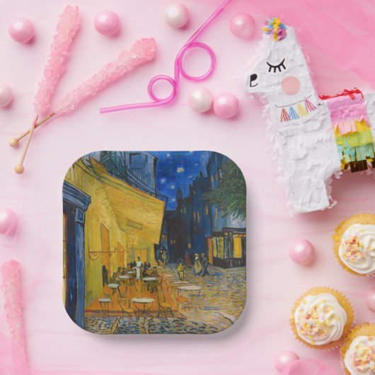 Assiettes En Carton Vincent van Gogh - Café Terrasse en soirée (Fête)