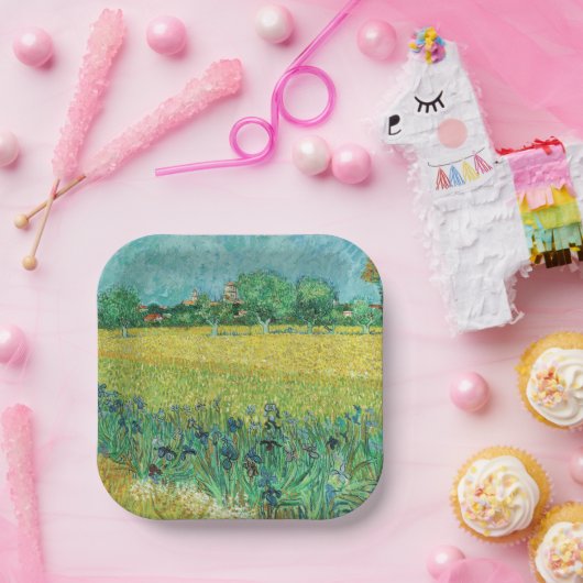 Assiettes En Carton Vincent van Gogh - Champ avec Iris près d'Arles (Fête)
