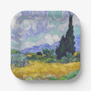 Assiettes En Carton Vincent Van Gogh - Champ de blé avec cyprès