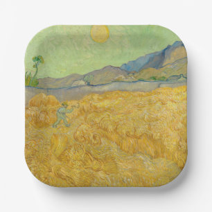Assiettes En Carton Vincent van Gogh - Champ de blé avec un moissonneu