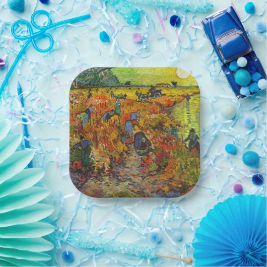 Assiettes En Carton Vincent van Gogh - Le vignoble rouge (Fête)