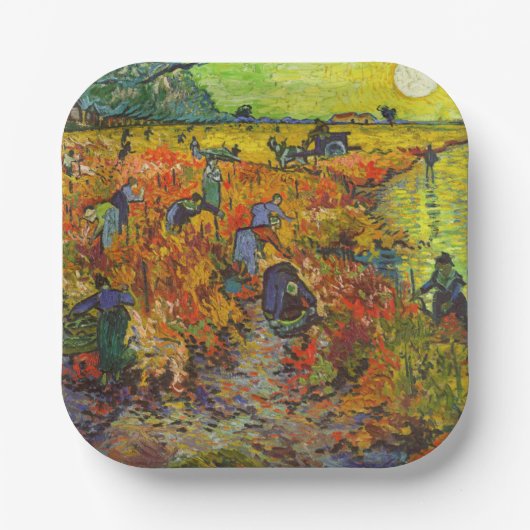 Assiettes En Carton Vincent van Gogh - Le vignoble rouge (Recto)