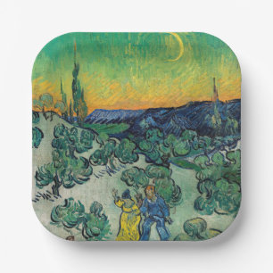 Assiettes En Carton Vincent van Gogh - Paysage Lune avec couple