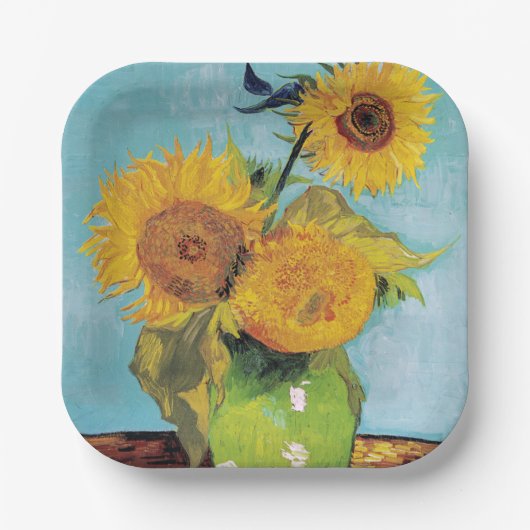 Assiettes En Carton Vincent Van Gogh - Trois tournesols dans un vase (Recto)