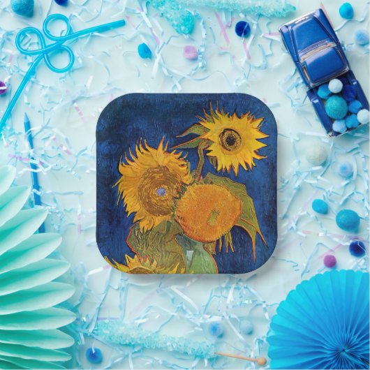 Assiettes En Carton Vincent van Gogh - Vase avec cinq tournesols (Fête)