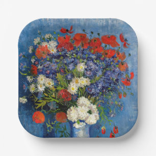 Assiettes En Carton Vincent van Gogh - Vase avec des Bleuets & Coqueli