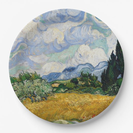 Assiettes En Carton Vincent Van Gogh Wheat Field With Cypresses (Devant)