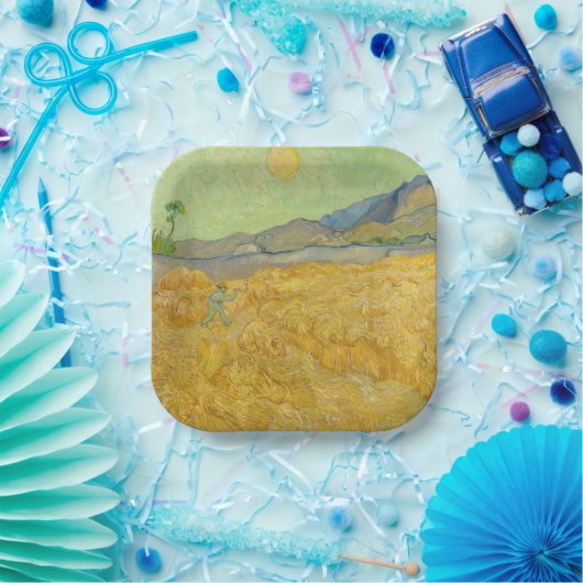 Assiettes En Carton Vincent van Gogh - Wheatfield avec une Faucheuse (Fête)