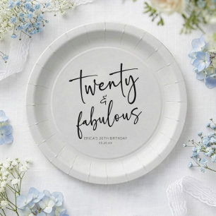 Assiettes En Carton Vingt ans & Fabuleux Minimaliste Fête d'anniversai