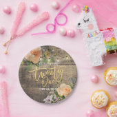 Assiettes En Carton Vingt et un Anniversaire Fleur Bois Chaîne Lumière (Fête)