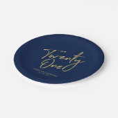 Assiettes En Carton Vingt et un | Gold & Navy fête 21e anniversaire (Angle)