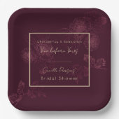 Assiettes En Carton Vino Automne Avant Vows Rosegold Floral Lines (Recto)