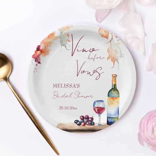 Assiettes En Carton Vino avant voeux vin nuptiale douche imprimé