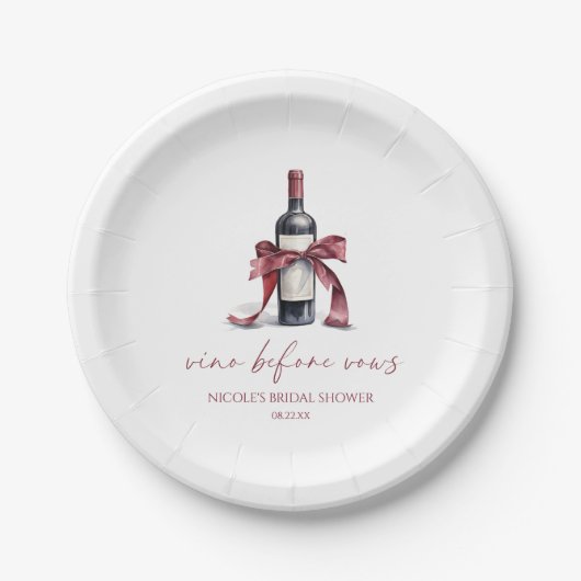 Assiettes En Carton Vino Avant Vows Red Vine Botté Bow Fête des mariée (Devant)