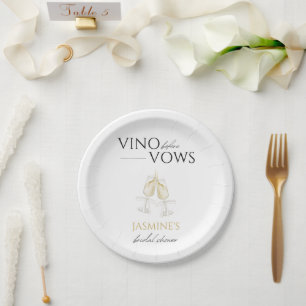 Assiettes En Carton Vino avant Vows White Floral Fête des mariées