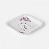 Assiettes En Carton Vino Before Vows Fleurs Roses Mariage (Angulaire)