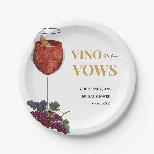 Assiettes En Carton Vinow avant voeux WIne Dégustation douche nuptiale (Devant)