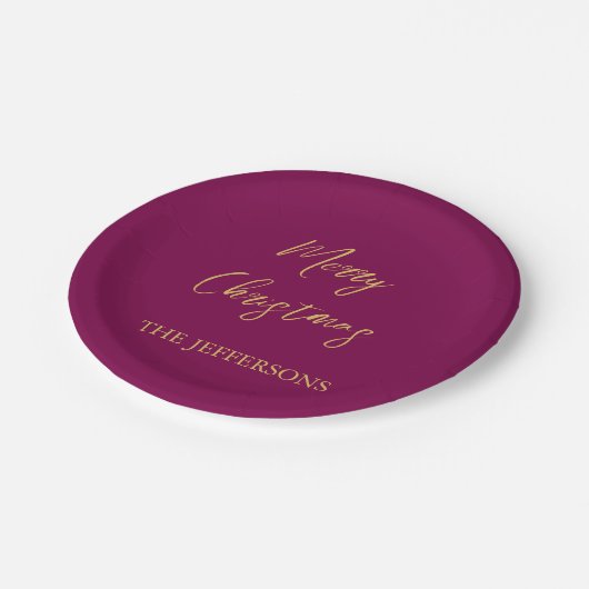 Assiettes En Carton Vins et couleurs or Joyeux Noël (Angle)