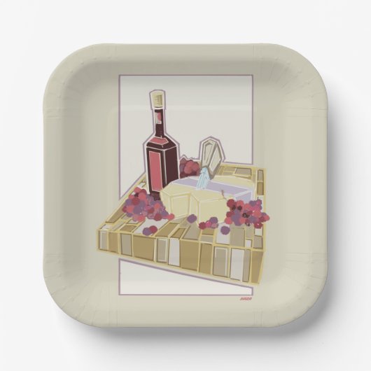 Assiettes En Carton Vins et fromages Charcuterie Plaques en papier blo (Recto)