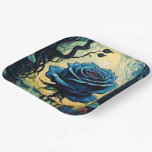 Assiettes En Carton Vins Roses bleus 1 (Angulaire)