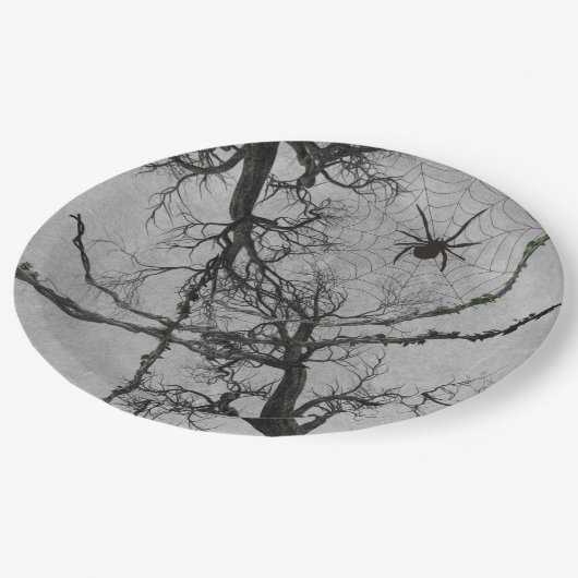 Assiettes En Carton Vins tordus et Halloween araignée (Angle)