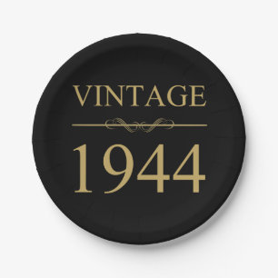 Assiettes En Carton Vintage 1944 80e anniversaire
