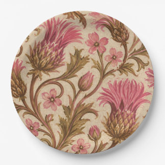 Assiettes En Carton Vintage Art nouveau lin floral à motif de chardon