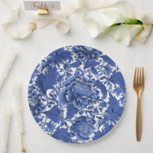 Vintage bleu et blanc chintz traditionnel