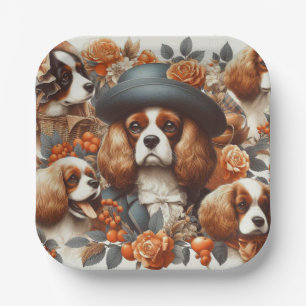 Assiettes En Carton Vintage Cavalier King Charles Peinture espagnole