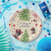 Assiettes En Carton Vintage Christmas Art Motif (Fête)
