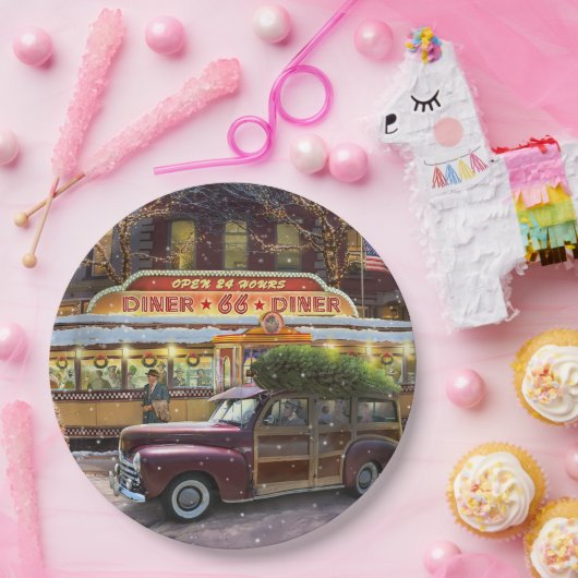 Assiettes En Carton Vintage Christmas Diner (Fête)