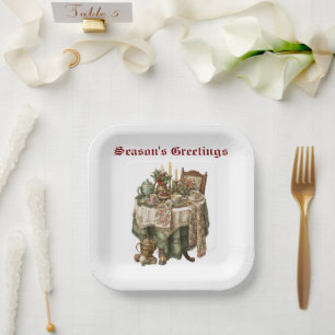 Assiettes En Carton Vintage Christmas Party Collection de vaisselle