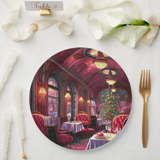 Assiettes En Carton Vintage Christmas Sleep Express Restaurant (Mariage)
