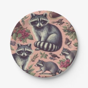 Assiettes En Carton Vintage Cute Racoon