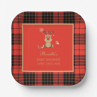 Assiettes En Carton Vintage Dark Red Baby Shower Paper Coaster