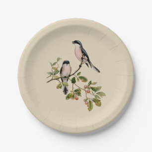 Assiettes En Carton Vintage de beaux oiseaux sur le beige