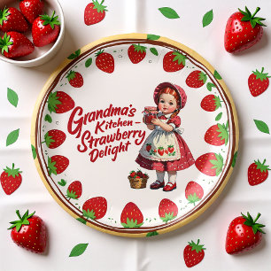 Assiettes En Carton Vintage fraise cuisine fille grand-mère plaisir