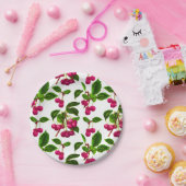 Assiettes En Carton Vintage Fuchsia Cerises roses Imprimer (Fête)