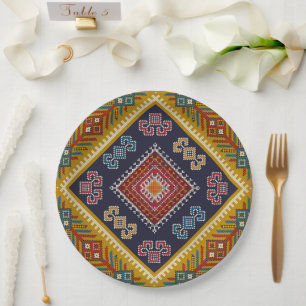 Assiettes En Carton Vintage géométrique classique mode coloré