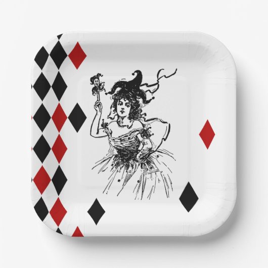 Assiettes En Carton Vintage Jester Lady (Recto)