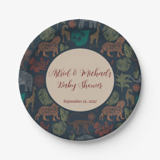 Assiettes En Carton Vintage Jungle Safari bébé garçon douche