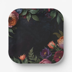 Assiettes En Carton Vintage moody floral boho roses