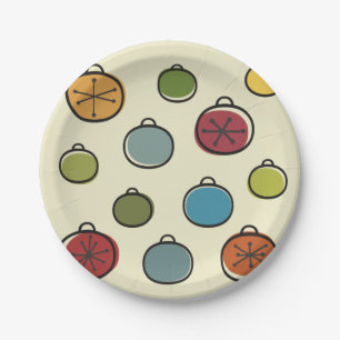 Assiettes En Carton Vintage Noël Atomique époque colorée Ornements
