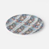 Assiettes En Carton Vintage Noël Bleu cloches d'argent (Angle)