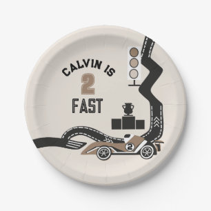 Assiettes En Carton Vintage Race Car Boys Deux Fête d'Anniversaire Rap